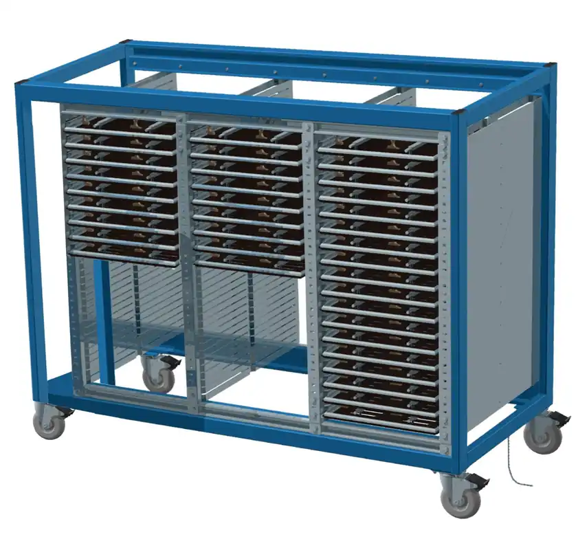 BUILT RIGHT CSPS6061 Solder Pallet Cart, 61 Slots, 24" x 60" x 74"