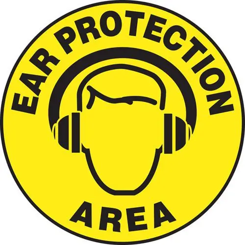 Accuform MFS233 Slip-Gard™ Adhesive Floor Sign, "Ear Protection Area", 17"