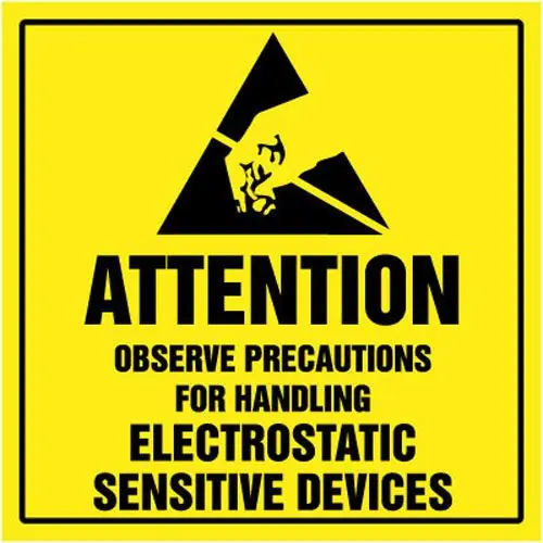 Accuform MPC326 ESD Adhesive Shipping Label, "Attention Electrostatic Sensitive Devices", 2" x 2"