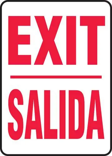 "EXIT" English/Spanish Sign, 14" x 20"