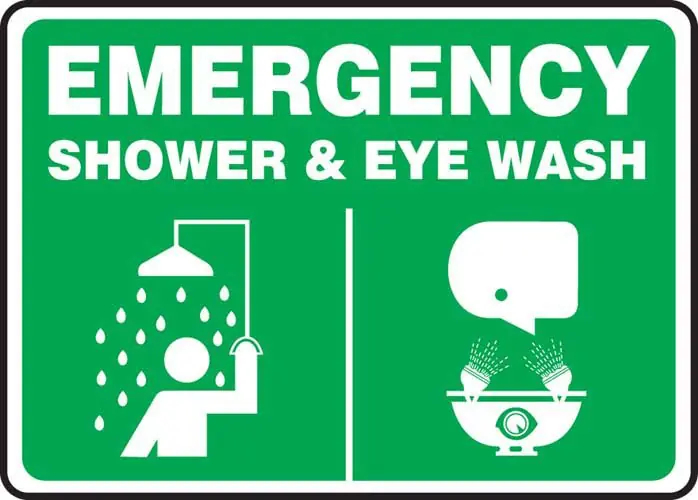 "EMERGENCY SHOWER/EYE WASH" Sign, 14" x 10"