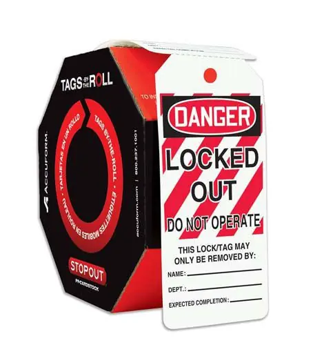 "LOCKED OUT DO NOT OPERATE" OSHA Danger Lock-Out Tags, 3" x 6.25"