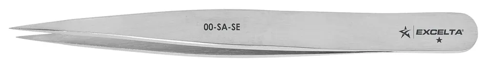 Excelta 00-SA-SE ★ Anti-Magnetic Stainless Steel Tweezer with Straight, Strong, Medium Pointed Tips, 4.5" OAL