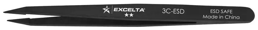 Excelta 3C-ESD ★★ ESD-Safe Conductive Plastic Tweezer with Straight, Sharp, Very Fine, Pointed Tips