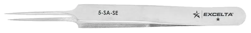 Excelta 5-SA-SE ★ Economy Anti-Magnetic Stainless Steel Tweezer with Straight, Tapered, Ultra Fine Pointed Tips, 4.25" OAL