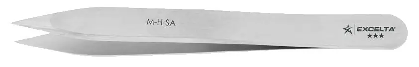 Excelta M-H-SA ★★★ Neverust® Stainless Steel Tweezer with Miniature Head & Straight, Strong Pointed Tips, OAL 3.5"