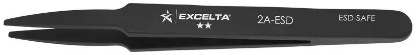 Excelta 2A-ESD ★★ ESD-Safe Plastic Tweezer with Straight, Wide, Flat, Tapered, Pointed, 0.07" Wide Tips