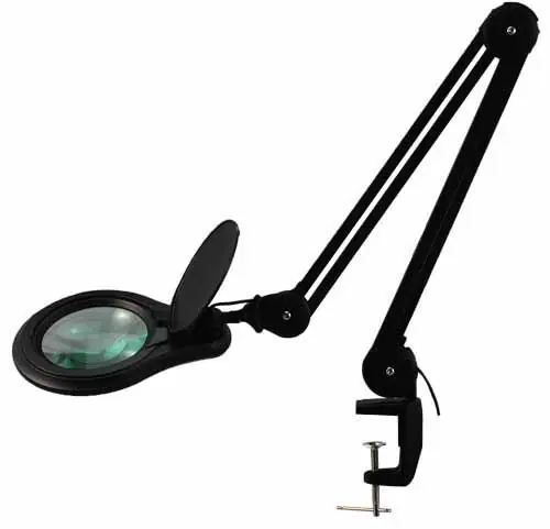 View Solutions MG16303122 ESD-Safe LED Magnifier with 3 Diopter Lens & Edge Clamp, Black