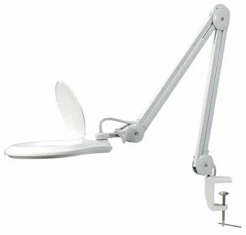 View Solutions MG16303121 ESD-Safe LED Magnifier with 3 Diopter Lens & Edge Clamp, White