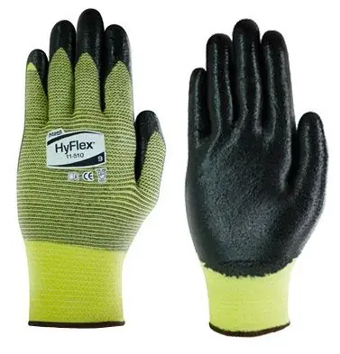 Ansell 11-510 HyFlex® 15-Gauge Kevlar® Cut-Resistant Gloves, Black/Yellow