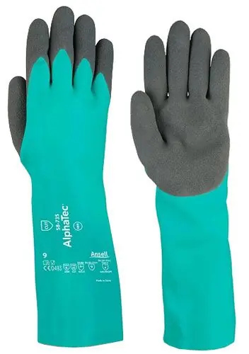 Ansell 58-735 Alphatec® Anti-Static Cut & Chemical-Resistant Nitrile Gloves, Gray/Green