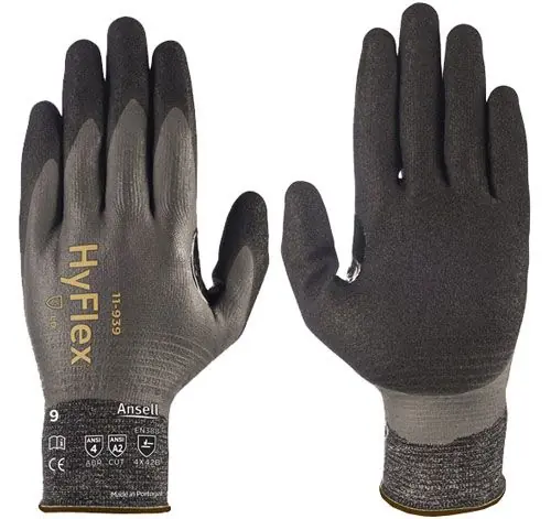 Ansell 11-939 HyFlex® 18-Gauge Anti-Static Cut & Oil Resistant Nitrile Gloves, Black