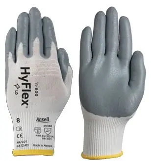 Ansell 11-800 HyFlex® Anti-Static 15-Gauge Multi-Purpose Gloves, White/Gray