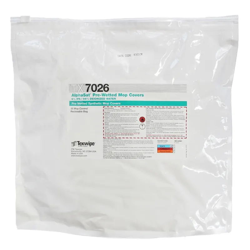 Texwipe TX7026 AlphaStat® 6% IPA Pre-Wetted Polyester Covers for AlphaMop™ (Case of 100 Covers & 4 Pads)
