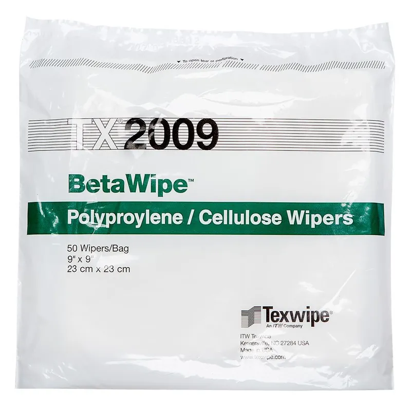 Texwipe TX2009 BetaWipe® Polycellulose Cleanroom Wipers, 9" x 9" (Bag of 100)