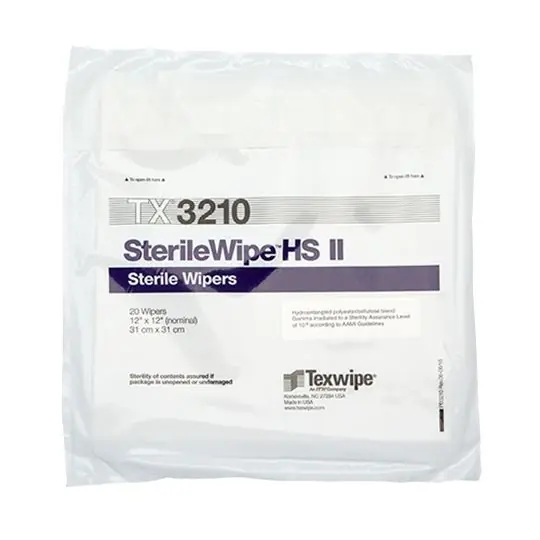 Texwipe TX3210 SterileWipe™ HS II Polycellulose Nonwoven Cleanroom Wipers, 12" x 12" (Bag of 100)