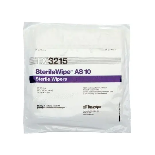 Texwipe TX3215 Vectra® AlphaSorb® 10 Sterile Polyester 2-Ply Cleanroom Wipers, 12" x 12" (Case of 500 (5 Bags of 100))