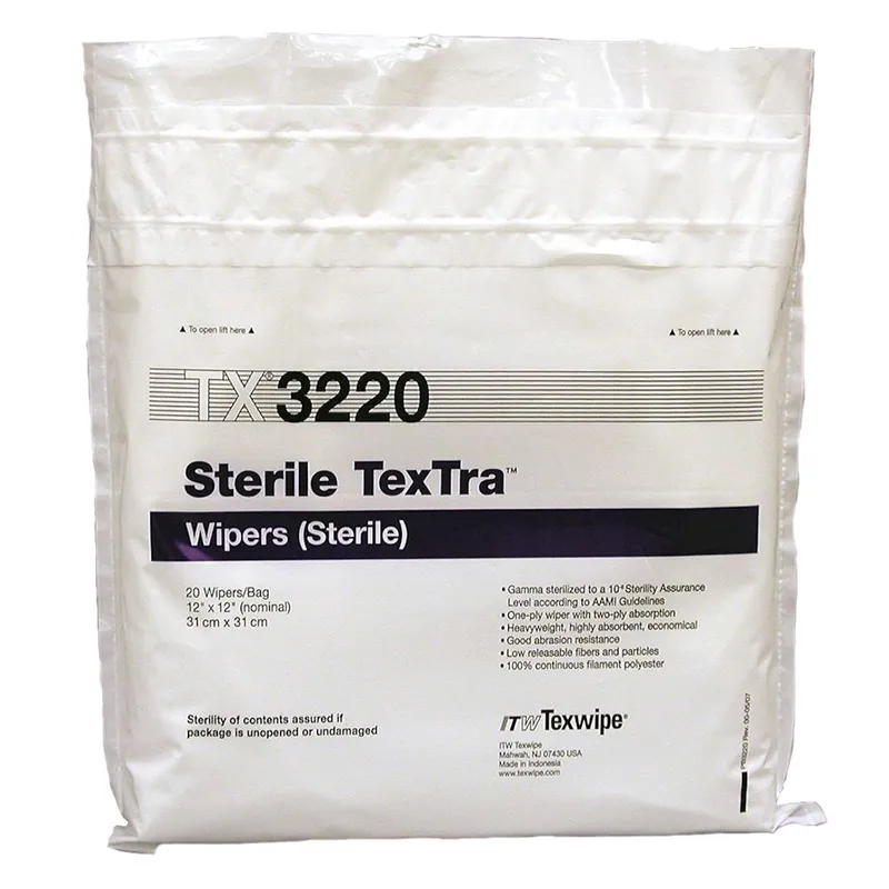 Texwipe TX3220 TexTra™ Sterile Polyester Knit Cleanroom Wipers, 12" x 12" (Case of 500 (5 Bags of 100))
