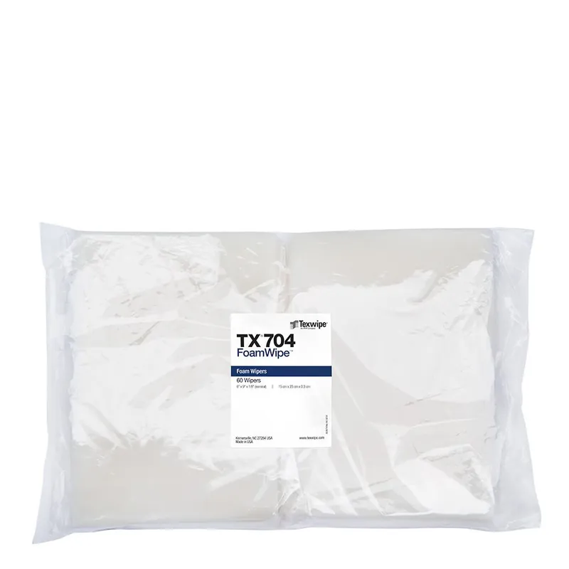 Texwipe TX704 FoamWipe® Polyurethane Foam Cleanroom Wipers, 6" x 9" (Bag of 60)
