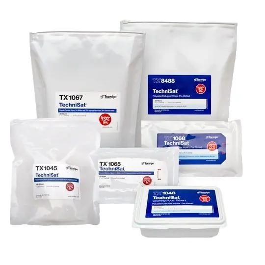 Texwipe TechniSat® Pre-Wetted Polycellulose Nonwoven Cleanroom Wipers