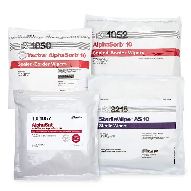 Texwipe Vectra® AlphaSorb® 10 Polyester 2-Ply Cleanroom Wipers