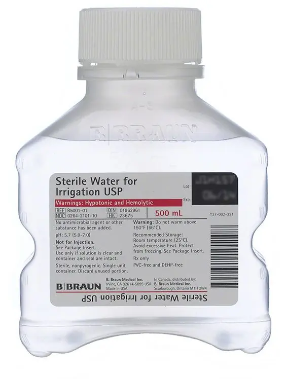 B. Braun Medical R5001-01 Sterile Water Irrigation Solution, USP-Grade, 500ml PIC™ Plastic Bottle (Case of 16)
