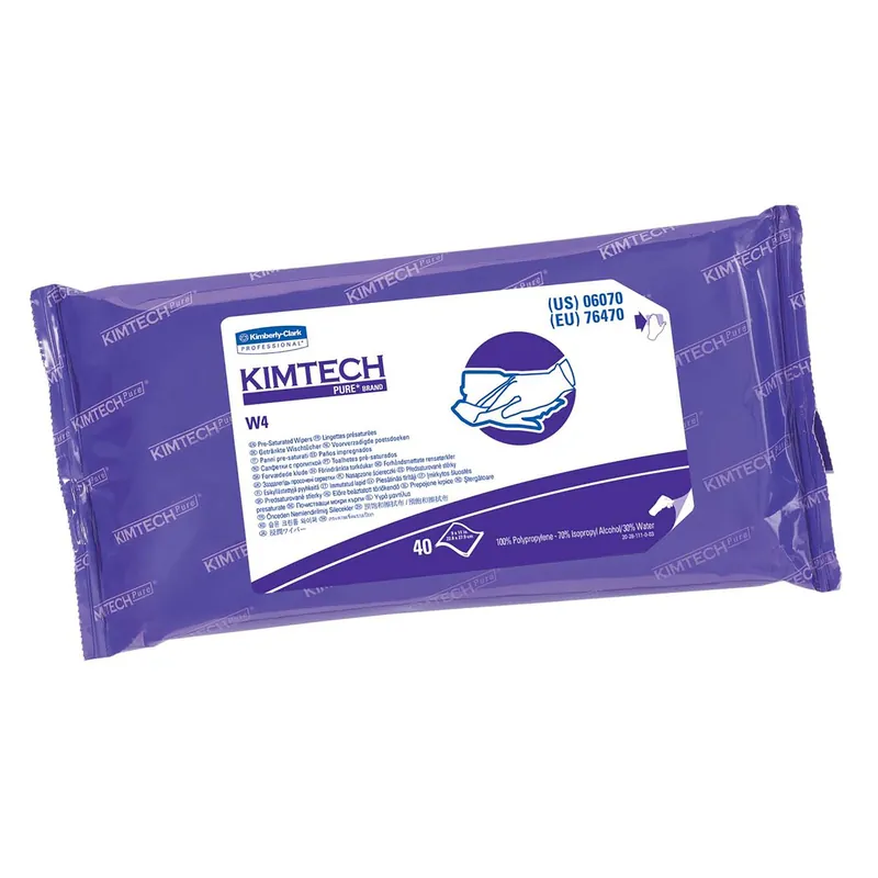 Kimtech Pure™ W4 Presaturated Critical Task Wipers, 70% IPA, 11" x 9" (Pack of 40)