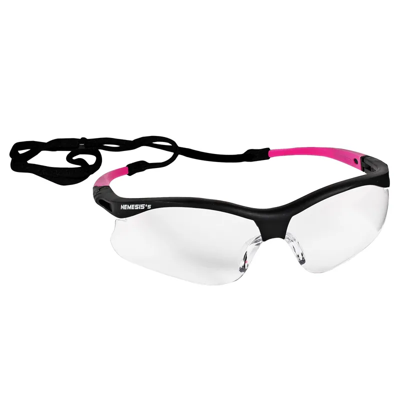 Ansell Nemesis® Small Safety Glasses with Black/Pink Frame & Anti-Fog Clear Lenses