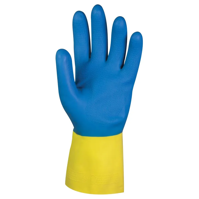 Kimberly Clark Jackson Safety® G80 27.5 Mil Neoprene/Latex Chemical-Resistant Gloves, Blue/Yellow, 12"