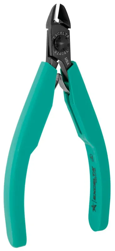 Excelta 9240SL ★★★★ Lazer Line® Slim Line Medium Oval Head Semi-Flush Carbon Steel 0.010" Beveled Side Cutter with Molded Grip Handles, 4.5" OAL