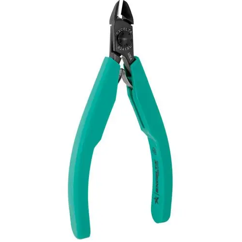 Excelta 9241SL ★★★★ Lazer Line® Slim Line Medium Oval Head Optimum Flush Carbon Steel 0.005" Beveled Side Cutter with Molded Grip Handles, 4.5" OAL