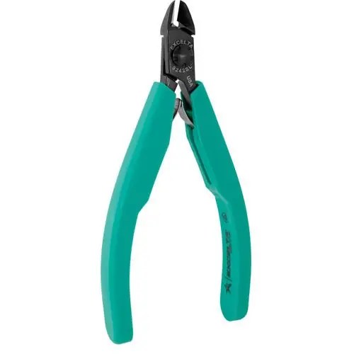 Excelta 9242SL ★★★★ Lazer Line® Slim Line Medium Oval Head Lazer-Flush Carbon Steel Side Cutter with Molded Grip Handles, 4.5" OAL