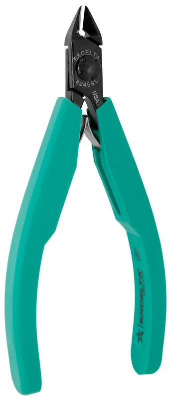 Excelta 9245SL ★★★★ Lazer Line® Slim Line Medium Tapered Head Lazer-Flush Carbon Steel Side Cutter with Molded Grip Handles, 4.5" OAL