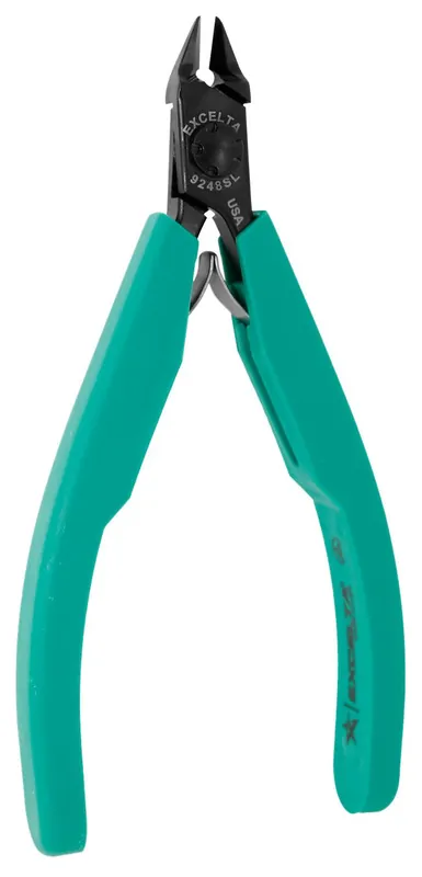 Excelta 9248SL ★★★★ Lazer Line® Slim Line Medium Tapered & Relieved Head Lazer-Flush Carbon Steel Side Cutter with Molded Grip Handles, 4.5" OAL