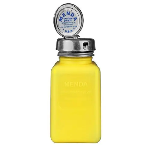 Menda 35268 durAstatic® Dissipative HDPE Bottle with Locking Pump, Yellow, 6 oz.