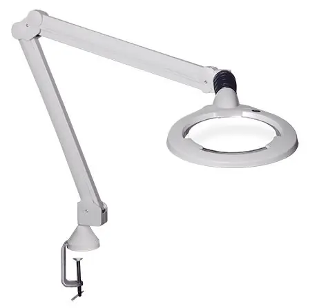 Vision-Luxo CIL026698 Circus LED Magnifier with 6.5" Round, 3.5 Diopter Lens & Edge Clamp, White