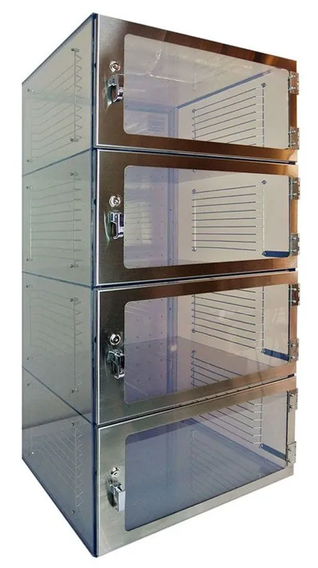 CleanPro® Wafer Storage Desiccator Cabinet with Plenum Wall & 4 Chambers, 25" x 19" x 64"