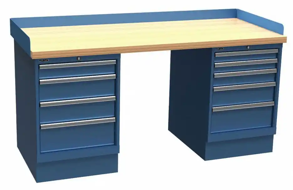 Lista XSWB102-72BT 30" x 72" Industrial Workstation with Butcher Block Work Surface & Dual Drawer Banks