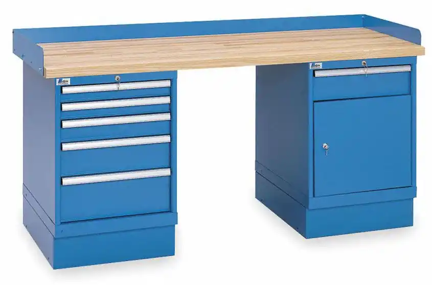 Lista XSWB52-72BT 30" x 72" Industrial Workstation with Butcher Block Work Surface, Cabinet Base & Drawer Bank