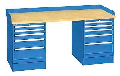 Lista XSWB62-72BT 30" x 72" Industrial Workstation with Butcher Block Work Surface & Dual Drawer Banks