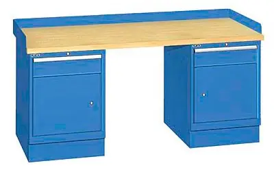 Lista XSWB72-72BT 30" x 72" Industrial Workstation with Butcher Block Work Surface & Dual Cabinet Bases