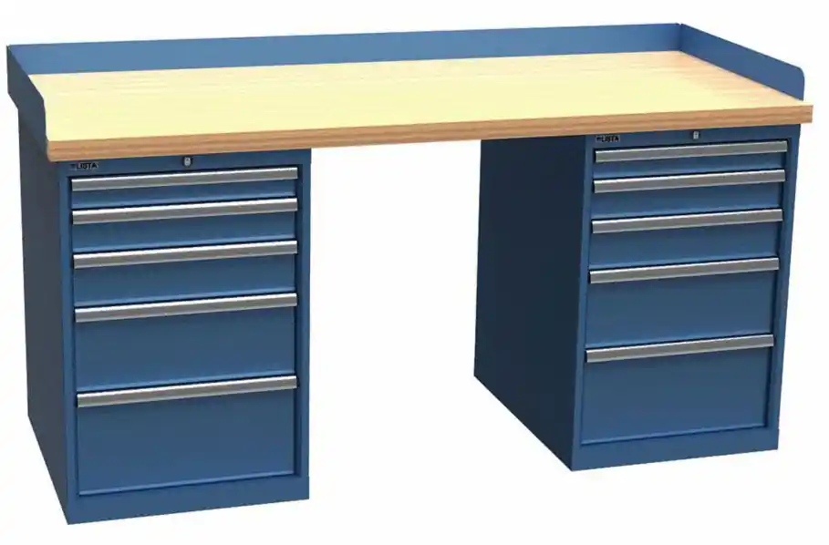 Lista XSWB142-72BT 30" x 72" Industrial Workstation with Butcher Block Work Surface & Dual Drawer Banks