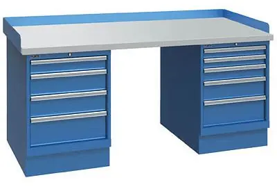Lista XSWB103-72PT 30" x 72" Industrial Workstation with Laminate Work Surface & Dual Drawer Banks