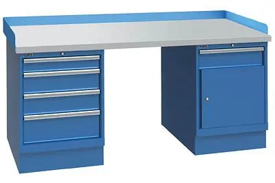 Lista XSWB123-72PT 30" x 72" Industrial Workstation with Laminate Work Surface, Cabinet Base & Drawer Bank