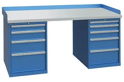 Lista XSWB133-72PT 30" x 72" Industrial Workstation with Laminate Work Surface & Dual Drawer Banks