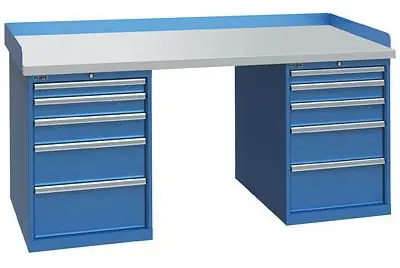 Lista XSWB143-72PT 30" x 72" Industrial Workstation with Laminate Work Surface & Dual Drawer Banks
