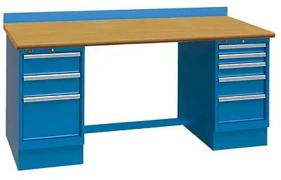 Lista XSTB122-72BT 30" x 72" Technical Workstation with Butcher Block Work Surface & Dual Drawer Banks