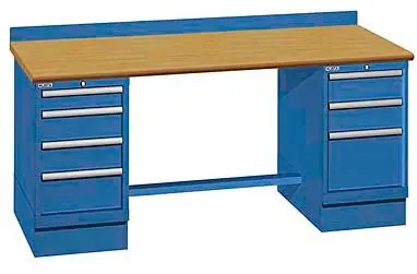 Lista XSTB42-72BT 30" x 72" Technical Workstation with Butcher Block Work Surface & Dual Drawer Banks