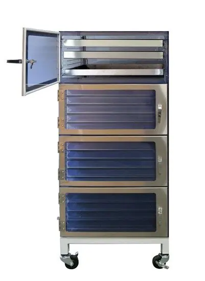 CleanPro® Drawer Storage Desiccator Cabinet with 4 Chambers & 20 Stainless Steel Trays, 18" x 24" x 48"