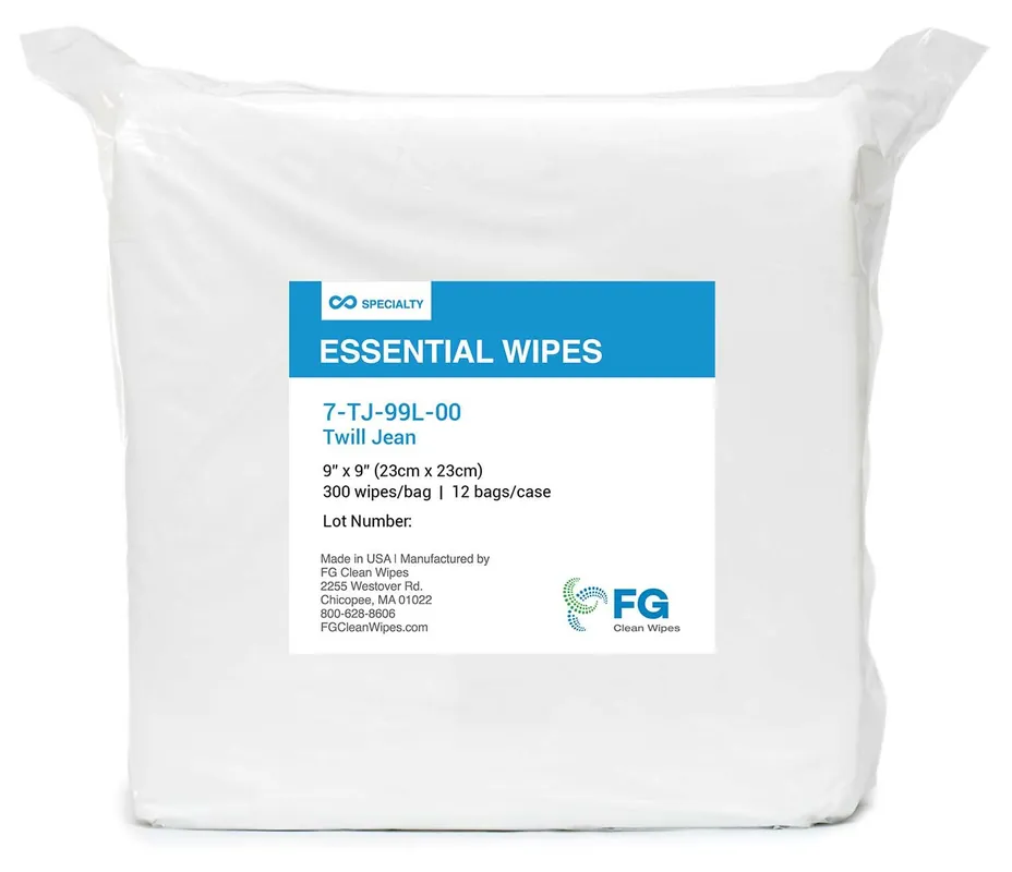 FG Clean Wipes 7-TJ-BBL-00 100% Cotton Twill Jean Knit Cleanroom Wipes, 12" x 12"